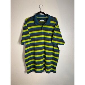Columbia Men's XL Polo Omni-Shade Green Striped Short Sleeve Golf Polo Shirt
